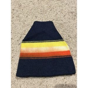 Vintage SMILEY Winter Wool Knit Ski Cap. Made USA Sparks Nevada Blue Rainbow J23